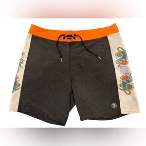 Roark men’s Boardshorts revival size 34 Tiger Print Surf Swim Trunks